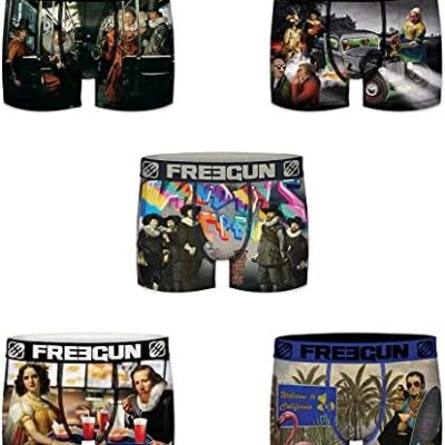 FREEGUN Briefs Boxer Briefs Homme Microfibre Imprimé (Lot de 5)