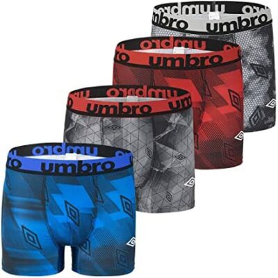 UMBRO Sports Freedom Boxer pour homme, caleçon pour homme, coupe parfaite, doux (lot de 4)