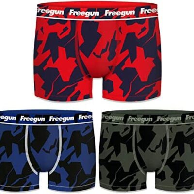 FREEGUN Lot de 3 boxers en coton pour homme