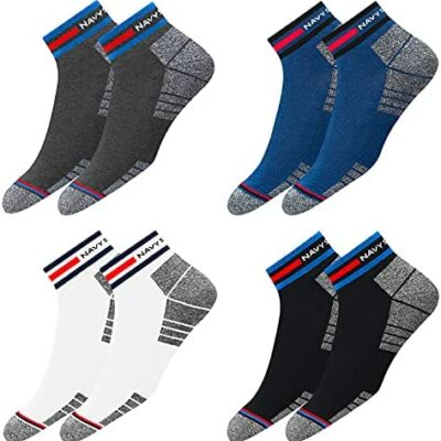 NAVYSPORT Chaussettes de sport originales pour homme et femme - 4 paires de chaussettes courtes unisexe, diverses combinaisons