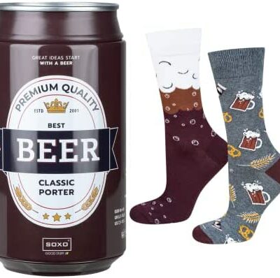 Chaussettes à bière Soxo Fun pour hommes Gadget cadeau original pour hommes 40 - 45 EU Classic Porter