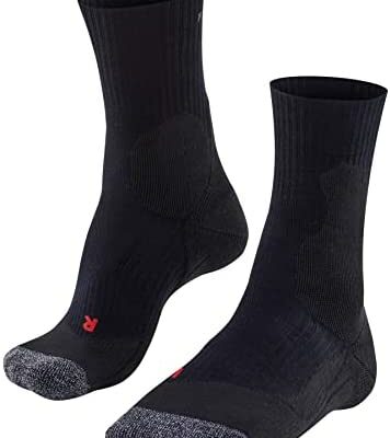 Chaussettes de tennis pour hommes FALKE TE2 pur coton blanc noir soutien de la cheville renforcé structure à trois couches respirante et à séchage rapide 1 paire