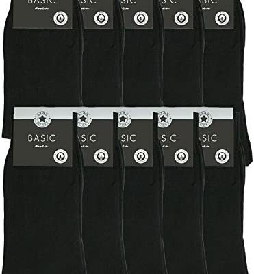 Lot de 10 Chaussettes Business Homme Noir 100% Coton+ 39 40 41 42 43 44 45 46 47 48 49 50+