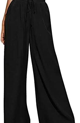 SZZJ Pantalon taille haute en coton et lin pour femme