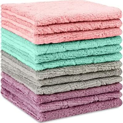 Lot de 12 chiffons de nettoyage en microfibre – Serviettes en microfibre double face super absorbantes non pelucheuses – Fournitures de nettoyage polyvalentes pour la cuisine et la voiture