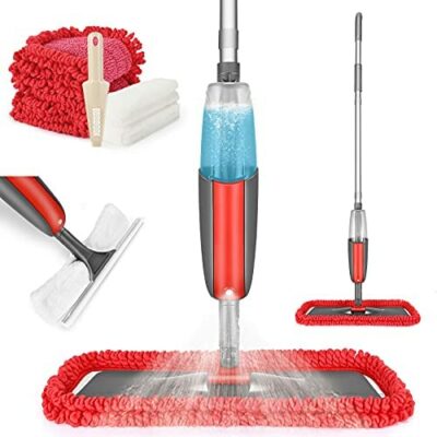 Tencoz Spray Mop, Floor Mop with Spray Bottle, Spray Mop with 4 Microfiber Pads and 300ML Can for Floor Cleaning