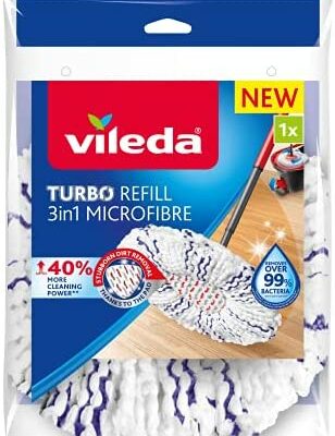 Vileda 3in1 Turbo Recharge avec tampon central pour 40% de puissance de nettoyage en plus