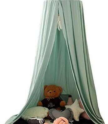 Namgiy Couvre-lit rond en tulle pour berceau suspendu, tente de jeu, chambre d'enfant, hauteur 240 cm, ourlet 260 cm (vert clair)