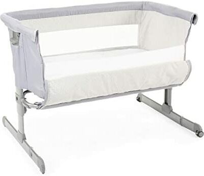 Chicco Next2Me Lit Cododo Bébé Gris - Bassin Cododo Bébé avec Matelas, Côtés Pliants, Hauteur Réglable, Fenêtre en Filet, Roues & Sac de Voyage - 0-6 Mois, 9kg