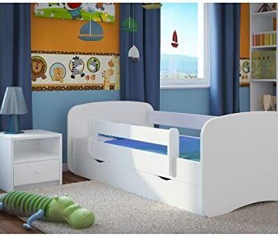 Lit Enfant Complet 70x140 80x160 80x180 Séparateur Bas Tiroir Fille Garçon Lit Simple - Blanc - Sans Motif - 70 x 140 cm