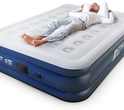 Matelas pneumatique Active Era Premium pour 2 personnes, matelas pneumatique double avec pompe électrique intégrée et oreillers pour l'extérieur et le camping - 203 x 152 x 48 cm