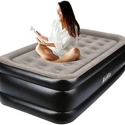 Matelas pneumatique RichYa pour 1 personne, lit gonflable avec pompe électrique intégrée, lit gonflable auto-gonflant avec couche de flocage douce pour le confort des enfants, adulte, 196 × 97 × 51 cm