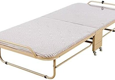 Guest Rollaway Guest Bed - Cadre de lit pliant compact, portable et léger avec matelas en mousse à mémoire de forme pour une utilisation en intérieur et en extérieur