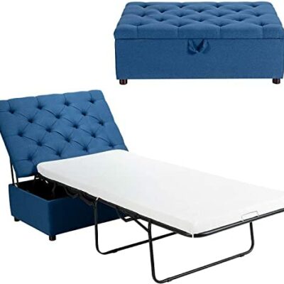 Lit ottoman pliant Baiwang avec lit d'appoint convertible en matelas bleu/gris (couleur : B) (couleur : B) (couleur : B)