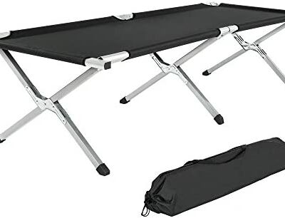 TecTake Lit de Camp Pliable XL 150kg + Poche - Disponible en plusieurs coloris et quantités - (Noir | Ref 401212)