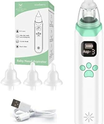 Aspirateur nasal Yorimi Baby avec 3 embouts en silicone médical, nettoyeur nasal électrique réglable pour bébés, aspirateur nasal rechargeable USB pour nouveau-nés