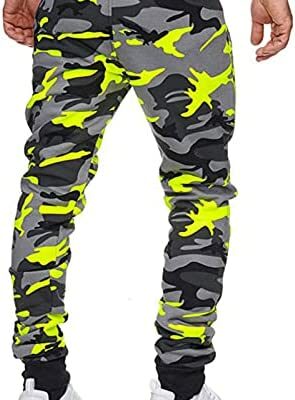 Ni_ka Camo Pants Hommes Casual Loose Sweatpants Taille Élastique Sarouel Fitness Yoga Camo Sweatpants Blanc Vert 3XL