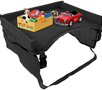 BOENTA Support de voiture pour enfants Plateau de voyage pour enfants Organisateur de collations de voiture et jeux Plateau de voyage Plateau de voyage pour enfants Noir