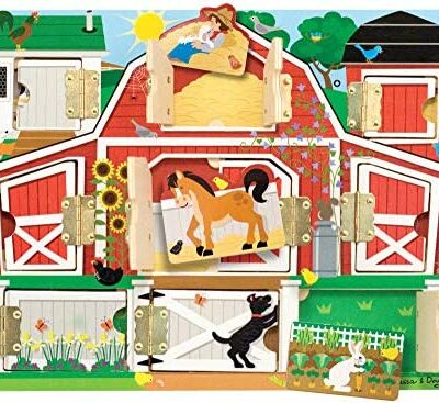 Melissa & Doug | Ferme | Tableaux de cache | 9 stores et 9 aimants à trouver | Jouets en bois | Photo haute résolution | CLIPARTO 2+ ans |