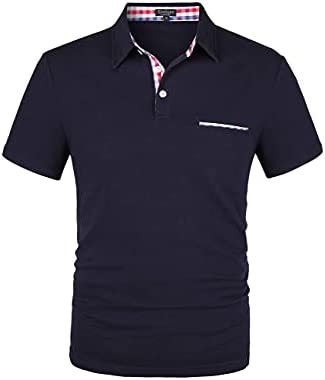 Evelure Polo à carreaux à manches courtes pour homme Couleur contrastée et T-shirt à carreaux tendance