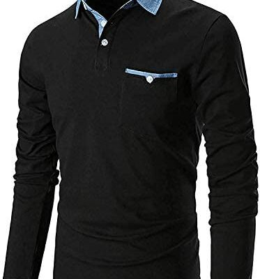 GNRSPTY Mode Hommes Polos Manches Longues Casual Denim Tee Golf Tennis Polos S-XXL