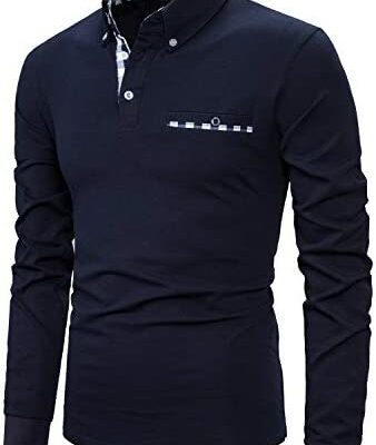 YCUEUST Polo à manches longues en coton pour homme