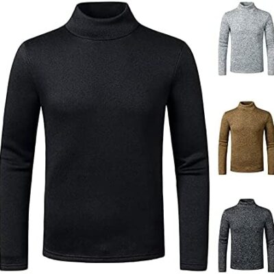 FSFA Pull Tricoté pour Homme Automne et Hiver Polaire Pull à Col Roulé Décontracté Mode Mode Pull Slim Fit Pull à Manches Longues