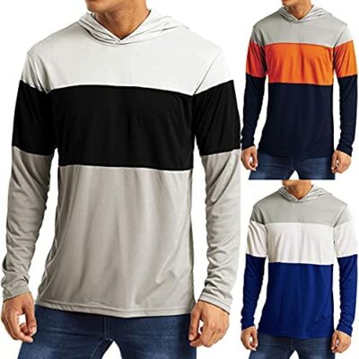 FSFA Sweat à capuche pour homme T-shirt à manches longues et chemise colorblock Basic Pull à capuche Sweat Top Slim Fit Sweat