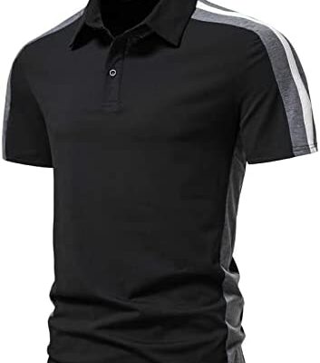 sutelang lurryly Golf Polo Shirt Homme Contraste Couleur Manches Courtes Bouton Revers Slim T-Shirt Mode Sports de Plein Air Polo Shirt