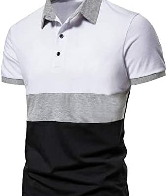 sutelang lurryly Polo pour homme Patchwork Golf Tennis Manches courtes T-shirt de sport décontracté Coton Coupe droite Coupe droite Bouton Revers Colorblock Polo Tee