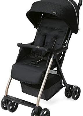 Canne de marche bébé Chicco OHlalà 3 ultralégère, compacte, pliable, inclinable, de la naissance à 15kg, avec grand panier, y compris habillage pluie et toit rétractable - noir re_lux