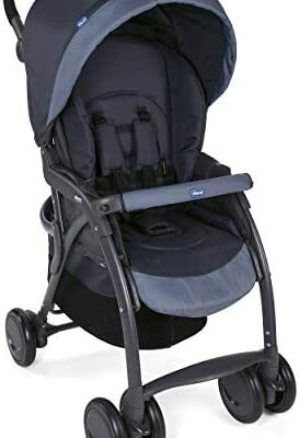 Chicco Simplicity Plus Top Poussette Pliable, Petite et Légère, Poussette Allongée avec Barre de Sécurité, Fermeture Compacte, Double Panier - De la Naissance à 15kg - Bleu