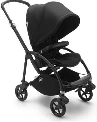 Poussette Bugaboo Bee 6 - Poussette de ville légère et compacte pour nouveau-nés et bébés avec tour de lit, roues de 17,8 cm, pliage à une main, capote noire