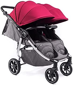 Poussette Double Baby Monsters + Canopy Easy Twin 4 (Bordeaux) - Poussette Double Pliante Ultralégère