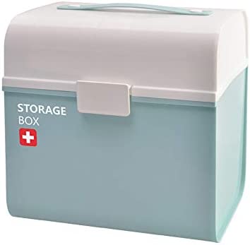 Trousse de premiers soins en plastique FHealth avec boîte à pilules, étui médical avec plateau amovible pour l'organisation de stockage de trousse d'urgence à domicile