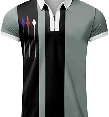 LAOSU Hommes Polos Manches Courtes Rétro Casual Col Zip Tops Pas Cher Mode Golf Tops Beau Casual Confortable Streetwear Plus La Taille T-Shirts Printemps Été T-Shirts Imprimés À La Mode Chic