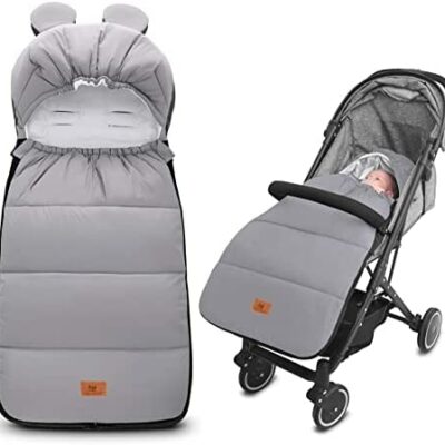 Couvre-Pieds de Poussette Universel Hiver Gigoteuse Couverture Chaude Antidérapante Coupe-Vent Imperméable Lavable Convient pour Poussette Poussette Siège Auto, Gris