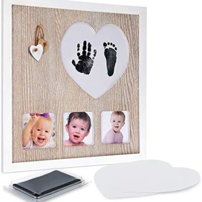 Navaris Baby Footprints Frame Kit - Cadres Photo Bébé avec Main et Empreintes - Décoration Enfant Personnalisée - 0 à 6 Mois