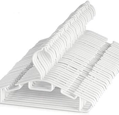 60 cintres en plastique pour enfants, cintres de rangement durables pour enfants, cintres antidérapants de couleur unie pour pantalons et jupes pour bébés et tout-petits, blanc, 30 cm