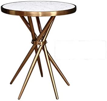 HHGO canapé table d'appoint portable moderne multi-fonctionnel marbre métal rond thé plusieurs sexe côté dormir coin nuit salon petit appartement guéridon (couleur: diamètre 40 * 60)