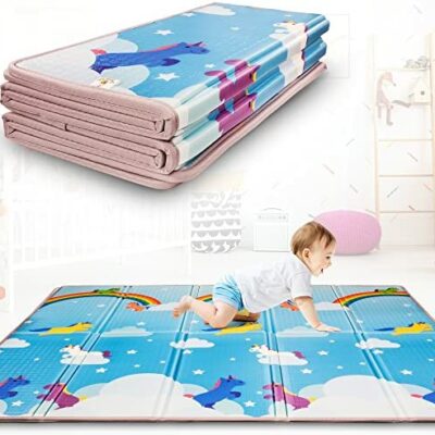 Tapis d'Eveil Bébé 180x200x1.5cm XXL Pliable Double Face Mousse Épaisse Tapis de Sol - Tapis d'éveil Bébé - Tapis de Motricité Favorise le Développement Sensoriel Cadeau Bébé