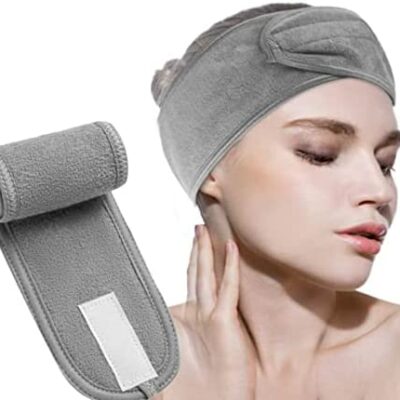 Bandeau de maquillage pour femme Bandeau de maquillage pour épilateur Bandeau de traitement du visage (gris)