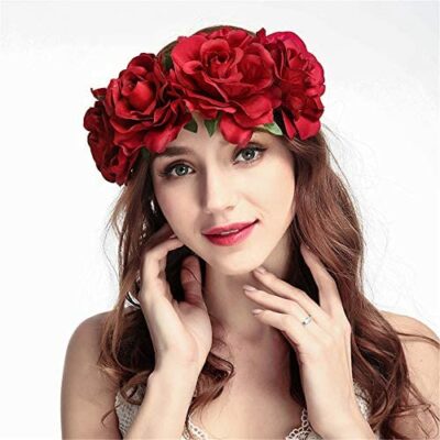 CHSEEO femmes filles bandeau accessoires fleurs mariée Rose bandeau mariage tête de fleur guirlande plage Boho guirlande #3