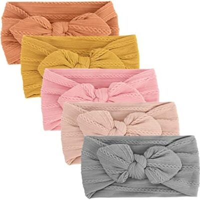 DRESHOW Lot de 5 bandeaux pour bébés Bandeaux pour bébés filles Bandeaux Bandeaux à nœud Accessoires pour bandeau Bandeaux pour bébés filles