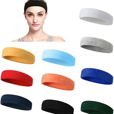 Bandeau de sport 10pcs, bandeau de fitness, bandeau anti-transpiration, bandeau anti-transpiration en coton pour le sport, l'entraînement, la course, le basket-ball, le football, le tennis, le cyclisme, le fitness et le yoga, etc.