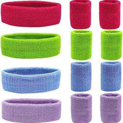 Ensemble de bandeau anti-transpiration, 12 pièces bandeau de sport pour cheveux élastiques hommes et femmes ensemble de bandeau anti-transpiration en coton évacuant l'humidité pour la course, le basket-ball, le yoga, le fitness