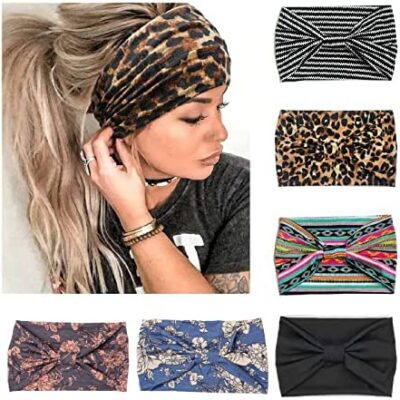 LQKYWNA Bandeaux Boho pour Femmes, Bandeaux 4/6 Pièces, Bandeaux Bandana Élastiques, Bandeaux Noués, Accessoires pour Cheveux pour Femmes et Filles, Bandeaux de Sport de Yoga