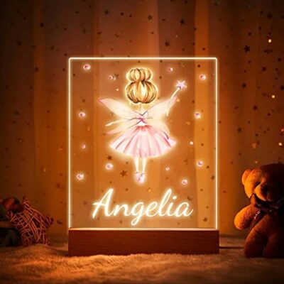 VEELU LED veilleuse bébé personnalisé lampe avec nom elfe peinture baptême cadeau garçon fille nouveau-né cadeau fille