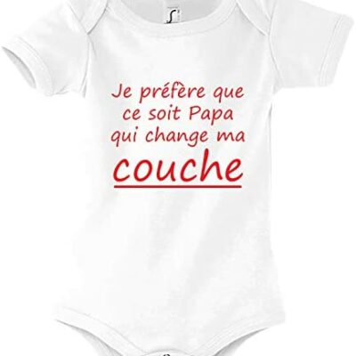 Boutique KKO - Body Humoristique Bébé Papa Changement de Couche pour Futur Papa, Nouveau-né - 100% Coton - Body Classique, Imprimé en France