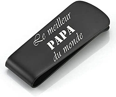 Jovivi Clip de portefeuille pour papa pour homme Porte-cartes en métal noir Porte-cartes de crédit en acier inoxydable Clip de portefeuille pour homme d'affaires Cadeau pour la fête des pères